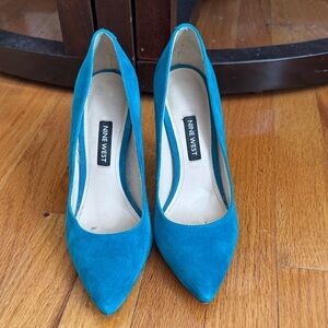 Nine West Teal Suede Heels